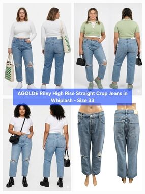 AGOLDE Riley High Rise Straight Crop Jeans in Whiplash - Size 33